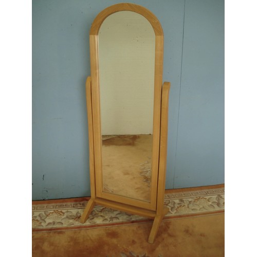 89 - A modern oak framed cheval Robing Mirror 5ft 5in H x 2ft 1in W