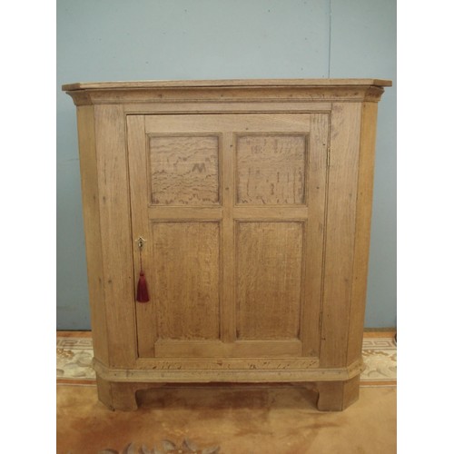96 - A 19th Century oak Standing Corner Cupboard fitted single panelled door on bracket feet 3ft 6in H x ... 