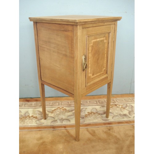 103 - An Edwardian mahogany and inlaid Side Cabinet fitted single cupboard door 2ft 5in H x 1ft 4in W
