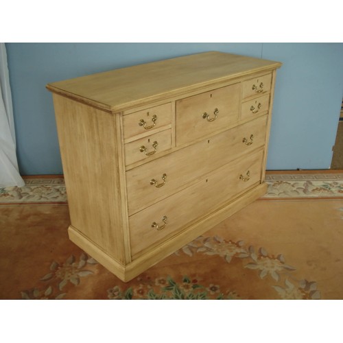 117 - A 19th Century stripped mahogany Chest of five short and two long drawers raised on plinth base 4ft ... 