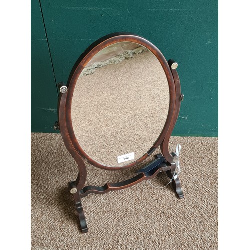 142 - A 19th Century oval mahogany Dressing Mirror 1ft 8in H x 1ft 1in W