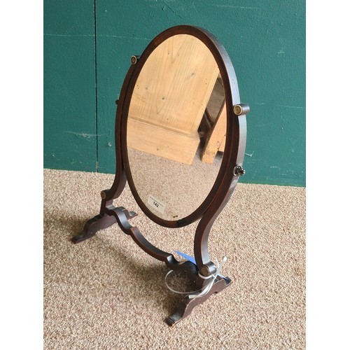 142 - A 19th Century oval mahogany Dressing Mirror 1ft 8in H x 1ft 1in W