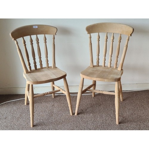 41 - A pair of modern beech spindle back Kitchen Chairs 2ft 11in H