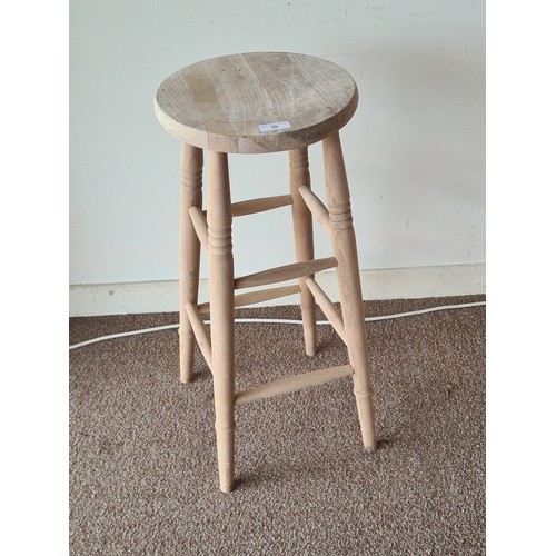 56 - A beech Stool on turned supports 2ft 6in H x 1ft 1in D