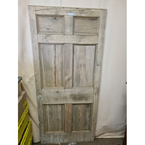 66 - A rectangular pine Wall Mirror (from a wardrobe) 5ft H x 2ft W and a pine panelled Cottage Door 6ft ... 