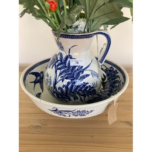 76 - A blue and white Wash Jug and Bowl