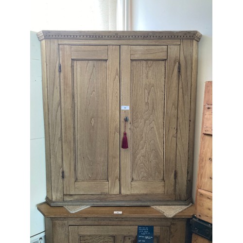 95 - A 19th Century elm hanging Corner Cupboard fitted two doors 3ft 4in H x 3ft W x 1ft 11 1/2in D