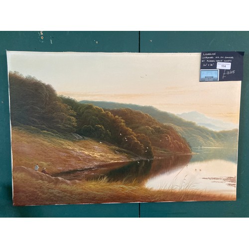 114 - ANDREW GRANT KURTIS; Oil on canvas, 'Lakeside' 2ft 6in W x 1ft 8in H