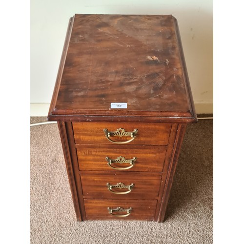 159 - An Edwardian mahogany narrow Chest of four drawers 2ft 4in H x 1ft 5in W