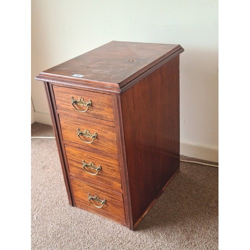 159 - An Edwardian mahogany narrow Chest of four drawers 2ft 4in H x 1ft 5in W