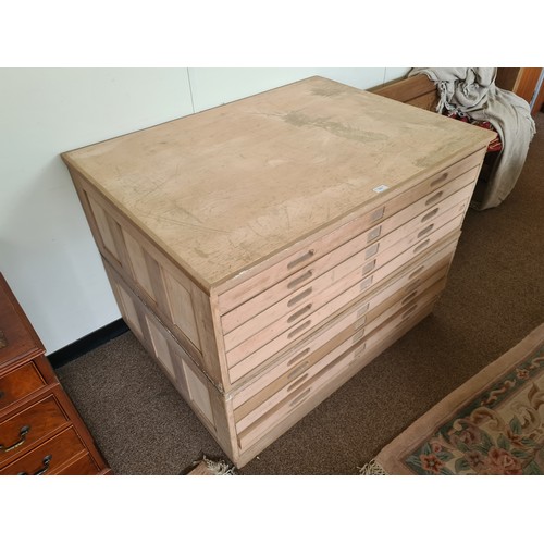 171 - A stripped wood Plan Chest fitted eight drawers 4ft W x 3ft 2in H x 2ft 11in D