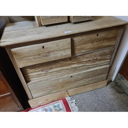 175 - An antique pine Dressing Chest of two short and two long drawers A/F (lacking mirror) 3ft W x 4ft 2i... 