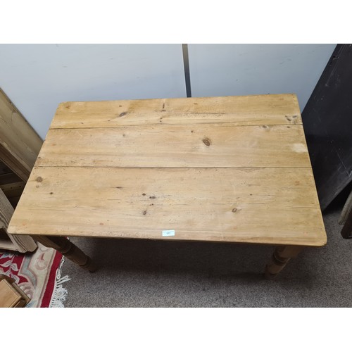 177 - A Victorian pine Farmhouse Table raised on turned supports A/F (3ft 11in W x 2ft 6in H