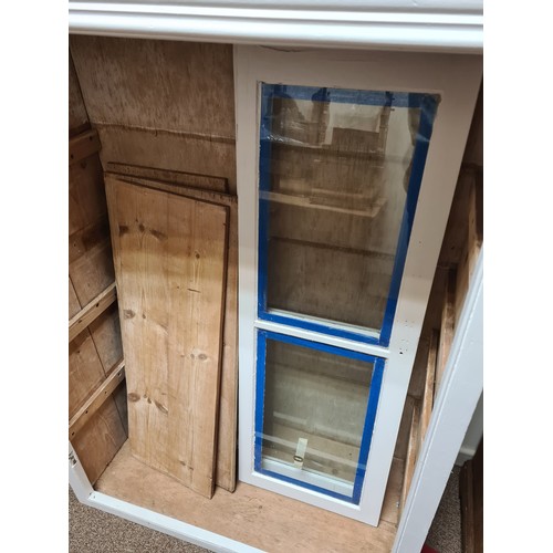 184 - A white painted Bookcase fitted two glazed doors A/F 4ft 5in H x 3ft 3in W