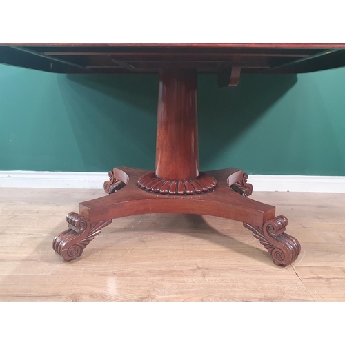 486 - A Victorian mahogany Breakfast Table with moulded rectangular top on turned column and platform base... 