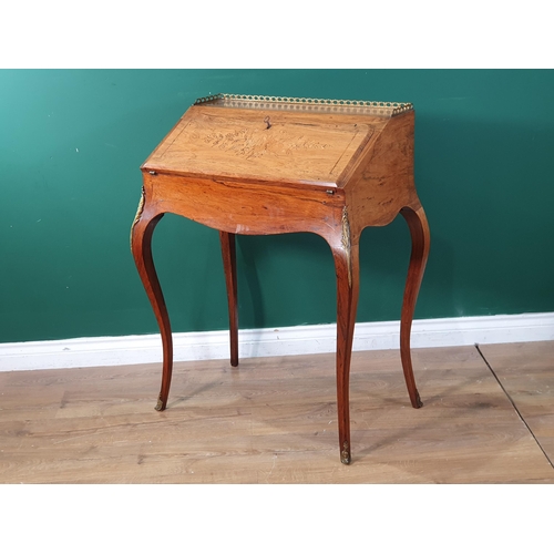 506 - A 19th Century French rosewood Writing Desk, the sloping front inlaid with floral marquetry, enclosi... 