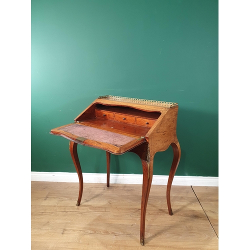 506 - A 19th Century French rosewood Writing Desk, the sloping front inlaid with floral marquetry, enclosi... 