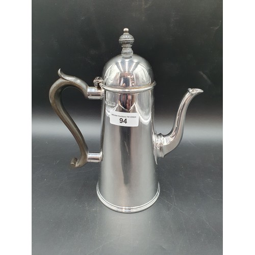 115 - An Edward VII silver Coffee Pot in the early Georgian style of straight tapering from, Sheffield 190... 