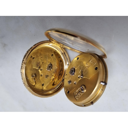 112 - An 18ct gold open faced, key wind Pocket Watch with detached lever by G & T Hammond, Manchester No 1... 