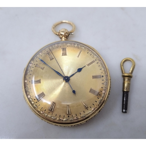 112 - An 18ct gold open faced, key wind Pocket Watch with detached lever by G & T Hammond, Manchester No 1... 