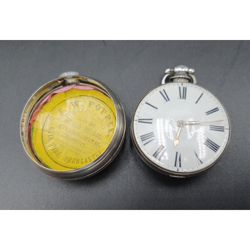 122 - A Victorian silver pair cased Pocket Watch with white enamel dial, chain driven fusee movement inscr... 