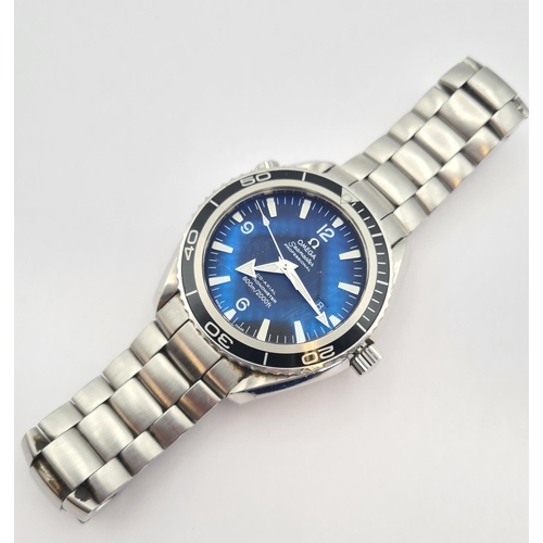 125 - A gentleman's Omega Seamaster Professional Planet Ocean Wristwatch the black dial with arabic numera... 