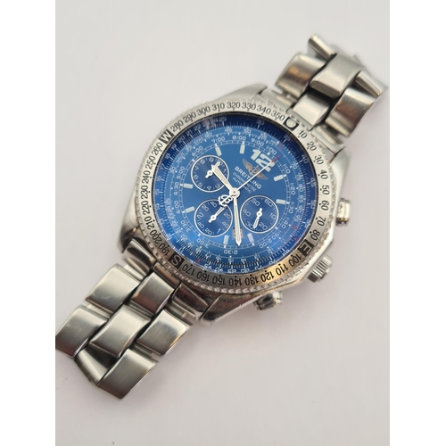 130 - A gentleman's Breitling Chronometre Automatic Wristwatch the blue dial with luminous baton markers, ... 