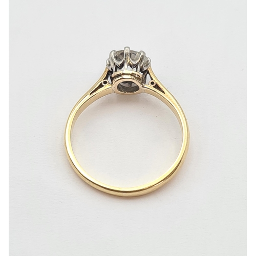 135 - A Diamond single stone Ring claw-set old-cut stone estimated 1.00ct, stamped 18ct, ring size M 1/2, ... 