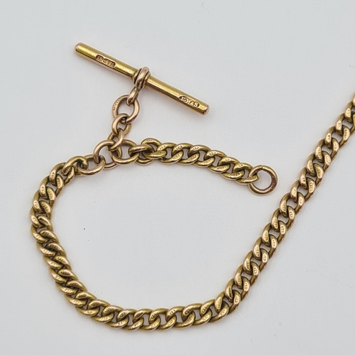 154 - A fine 15ct gold Watch Albert each link stamped 625 and 15, approx 24cms long suspending t-bar and d... 