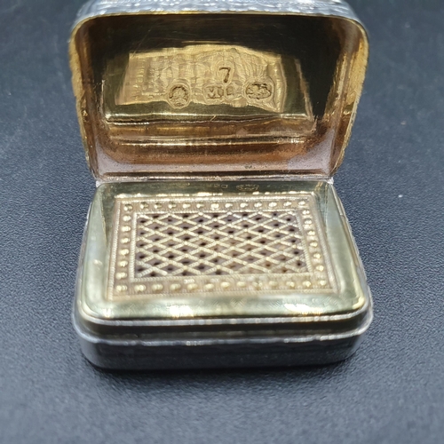 16 - A George III silver rectangular Vinaigrette with diagonal engraving and initials, trellis pierced gi... 