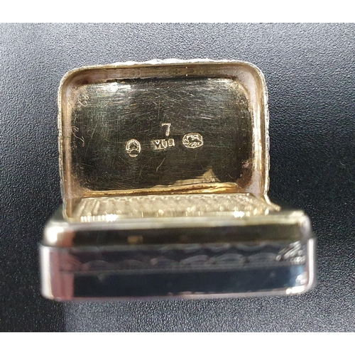 16 - A George III silver rectangular Vinaigrette with diagonal engraving and initials, trellis pierced gi... 