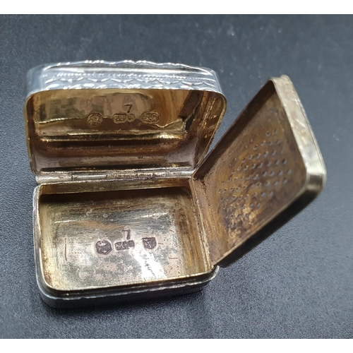 16 - A George III silver rectangular Vinaigrette with diagonal engraving and initials, trellis pierced gi... 