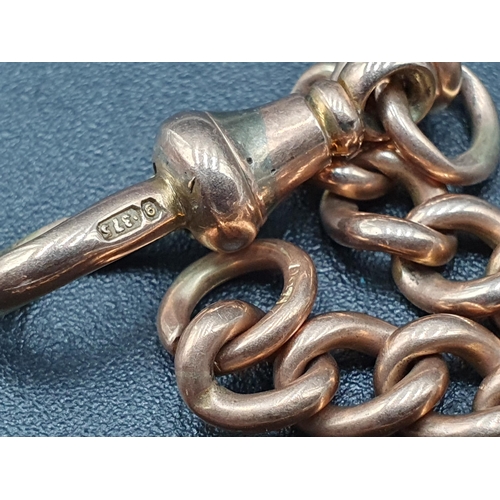 162 - A 9ct gold chain link Albert with tbar and swivel clip, approx 42gms, approx 37cm