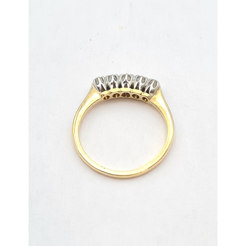 197 - A Diamond five stone Ring claw-set graduated eight-cut stones in 18ct gold, ring size J, approx 2gms