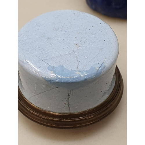 241 - Four enamel Patch/Pill Boxes, two of them with inscriptions 'Who opens this muft have a kifs' and 'Y... 