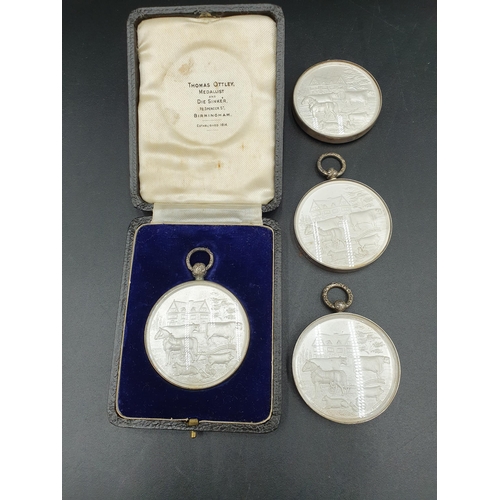 248 - Four silver Staffordshire Agricultural Society Medallions, Birmingham 1912, 1921, 1923 & 1935, one i... 