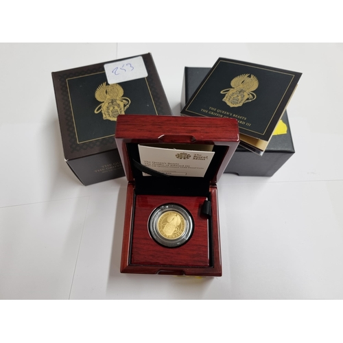 253 - A Queen Elizabeth II 2021, Queen's Beasts - The Griffin of Edward III, gold proof 25 Pounds, 1/4oz, ... 