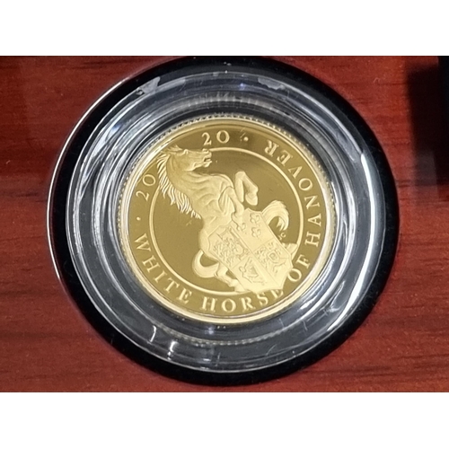 255 - A Queen Elizabeth II 2020 Queen's Beasts - The White Horse of Hanover, gold proof 25 Pounds, 1/4oz, ... 