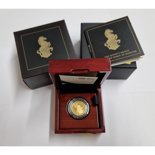 255 - A Queen Elizabeth II 2020 Queen's Beasts - The White Horse of Hanover, gold proof 25 Pounds, 1/4oz, ... 