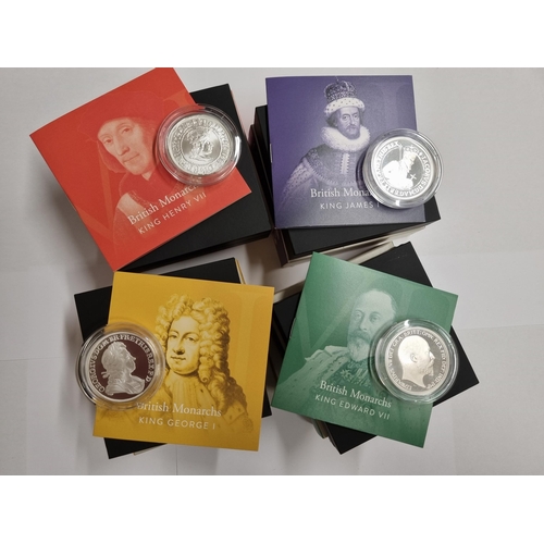 256 - A Queen Elizabeth II Royal Mint silver 1oz proof British Monarchs, Henry VI, James I, George I and E... 