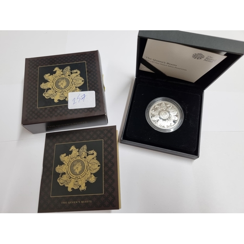 257 - A Queen Elizabeth II 2021 Queen's Beasts frosted silver proof 1/4oz 10-coin collection, along with t... 