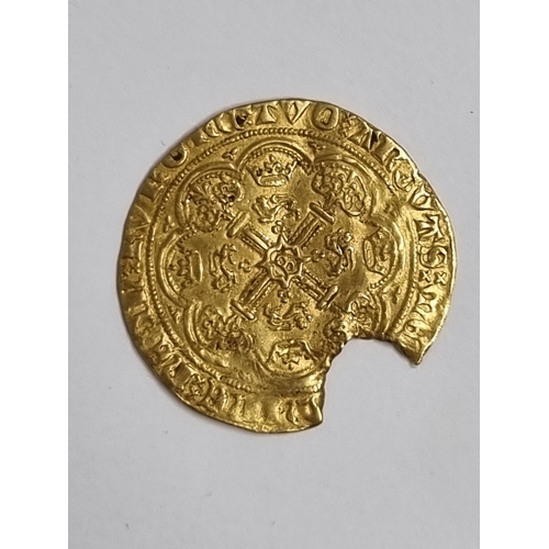 258 - An Edward III (1327-1377) gold Half Noble, section of flan missing at 5-6 o'clock