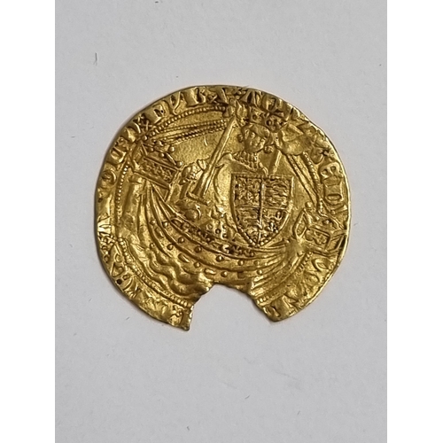 258 - An Edward III (1327-1377) gold Half Noble, section of flan missing at 5-6 o'clock