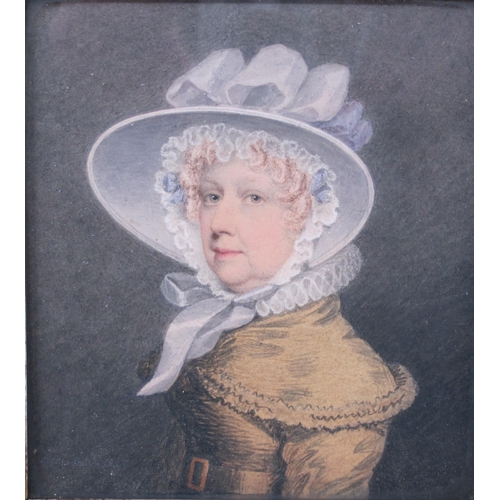 272 - ADAM BUCK (1759-1833). Portrait of a Lady, wearing a bonnet and ruff, signed and dated 1827, waterco... 