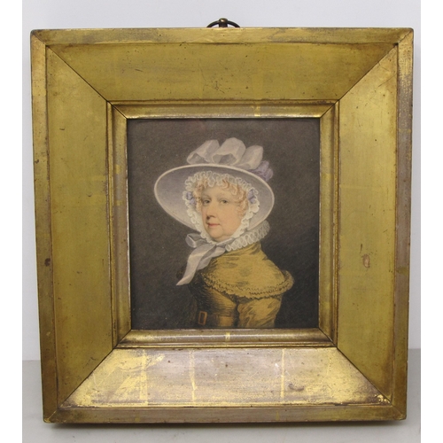 272 - ADAM BUCK (1759-1833). Portrait of a Lady, wearing a bonnet and ruff, signed and dated 1827, waterco... 