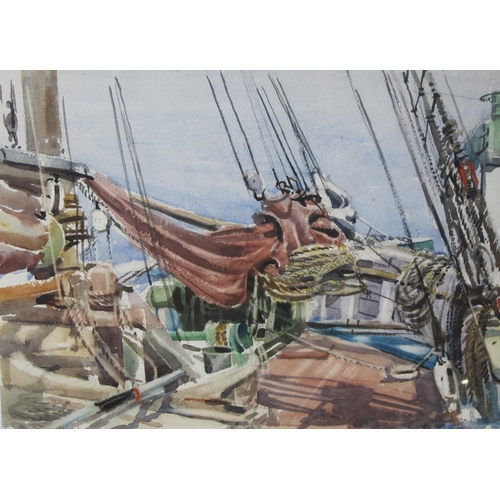 274 - ARTHUR ROYCE BRADBURY ARWA (1892-1977) On the Deck of the Isabel, Poole Quay, signed, watercolour, 1... 