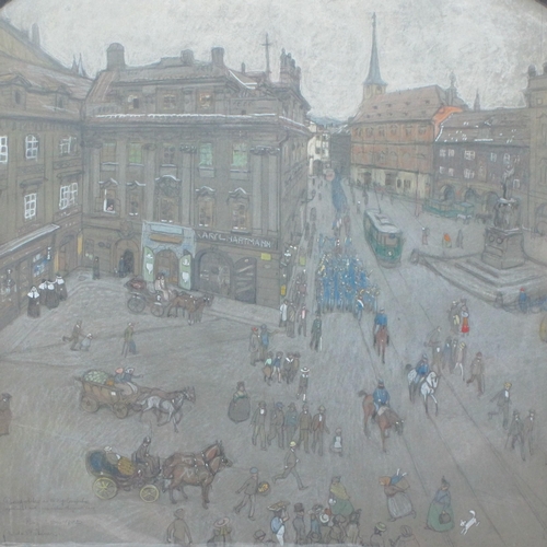 275 - RICHARD TESCHNER (1879-1948) The Radetzky Platz, Prague,  signed and dated 1902, pencil, pastel and ... 