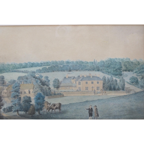 280 - ENGLISH SCHOOL CIRCA 1800. Figures before a country House, possibly Tytherley Cottage, Hampshire, wa... 