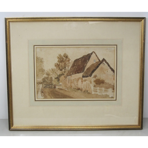 282 - JAMES STARK (1794-1859). A study of farm Buildings, watercolour, 7 x 11 in, Provenance: P & D. Colna... 