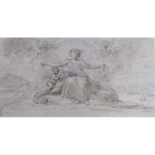 285 - MANNER OF RICHARD CORBOULD (1757-1831). Study for a memorial to a Gentleman, sepia wash over pencil,... 